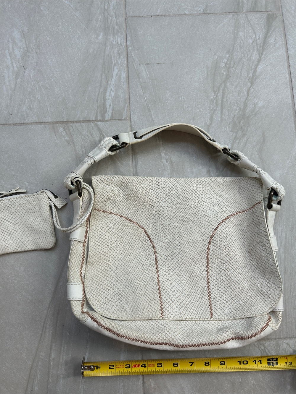 Theory Textured Leather Shoulder Bag with Removable Pouch